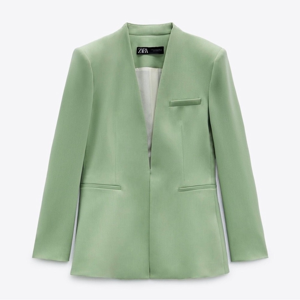 NWT Zara lapel-less blazer in light green